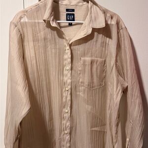 GAP Beige Shear Button-Down Shirt